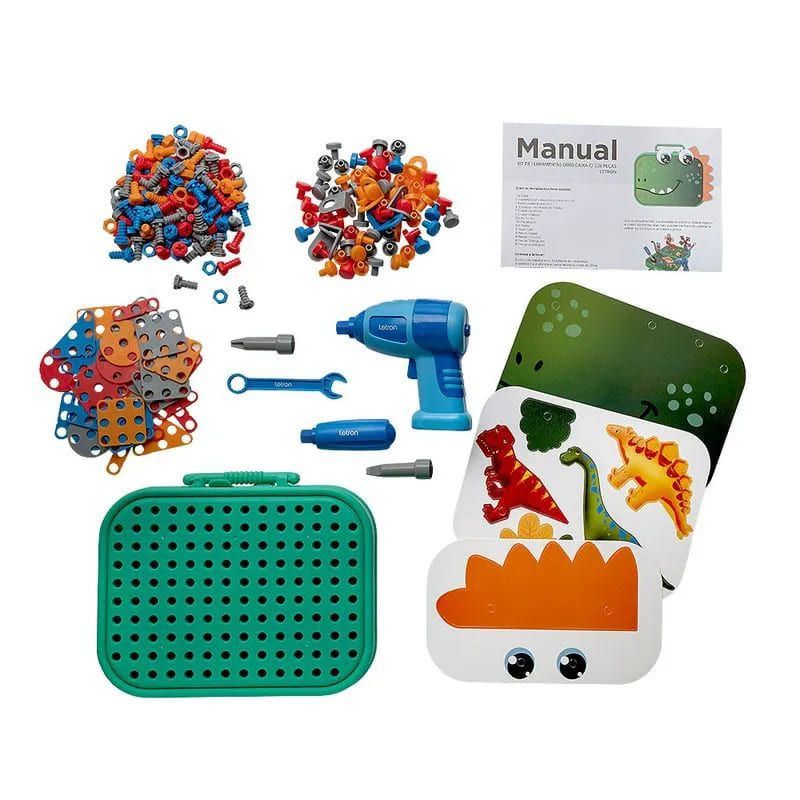 KIT FERRAMENTAS DINOSSAURO 288 PECAS LETRON - REF. 10502 -  1 UNIDADE