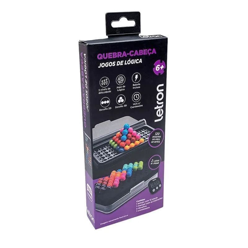 QUEBRA-CABECA 3D DESAFIOS LOGICA COM CRONOMETRO LETRON - REF. 10505 -  1 UNIDADE