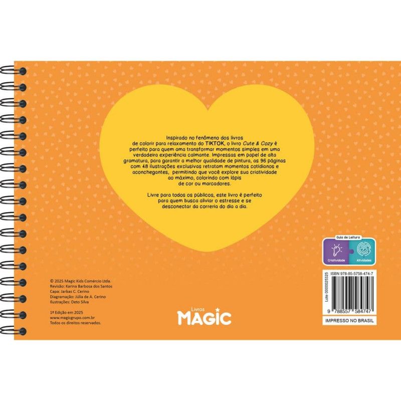 LIVRO COLORIR ESPIRAL CUTE AN COZY ORANGE MAGIC - 1 UNIDADE