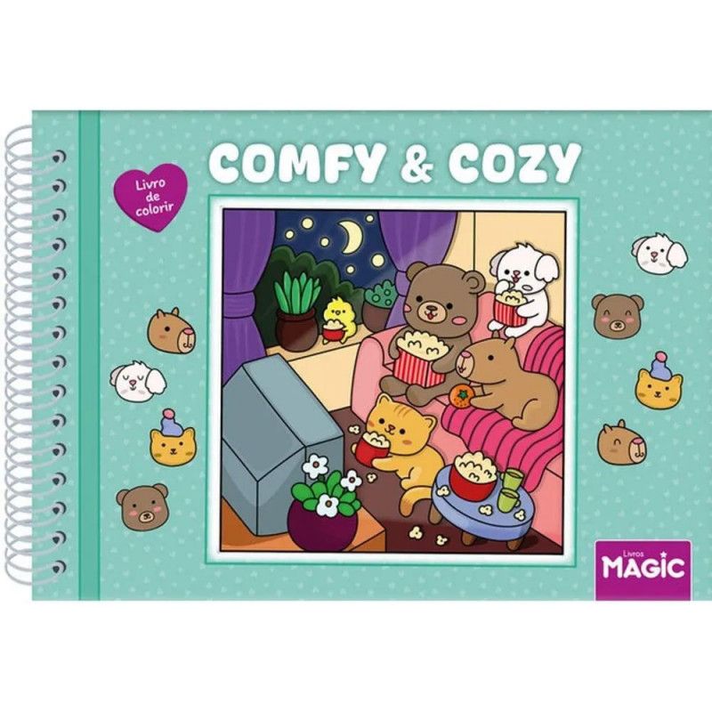 LIVRO COLORIR ESPIRAL COMFY AND COZY GREEN MAGIC - 1 UNIDADE