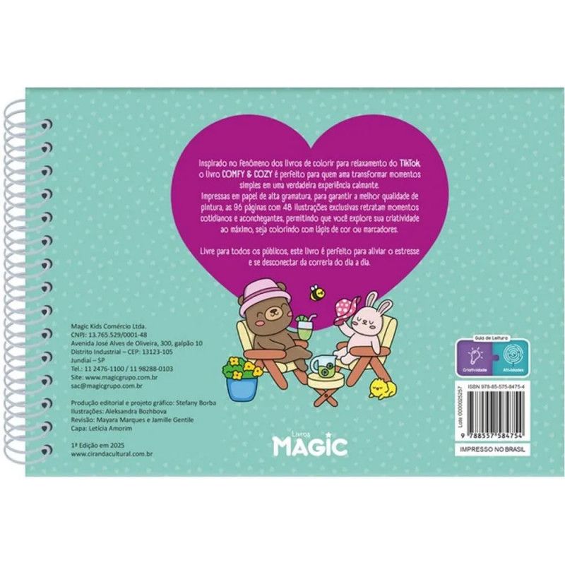 LIVRO COLORIR ESPIRAL COMFY AND COZY GREEN MAGIC - 1 UNIDADE