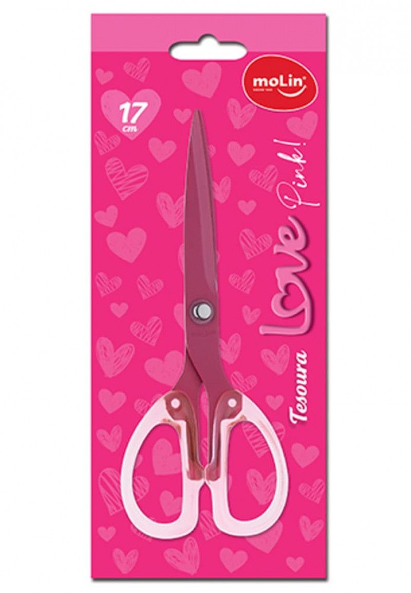 TESOURA 17CM LOVE PINK MOLIN - REF. 31580 - 1 UNIDADE
