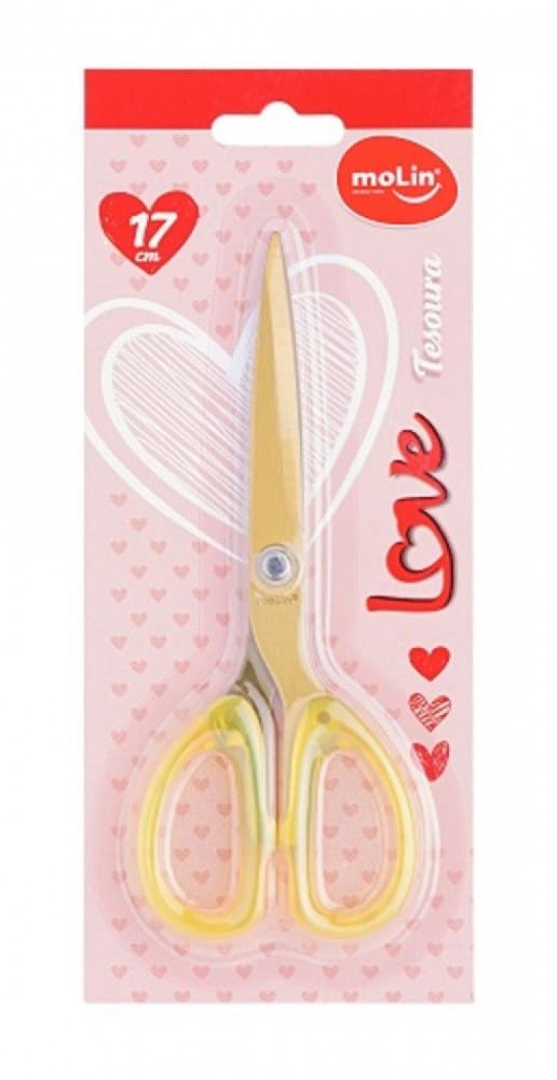 TESOURA 17CM LOVE GOLD TITANIUM MOLIN - REF. 23179 - 1 UNIDADE
