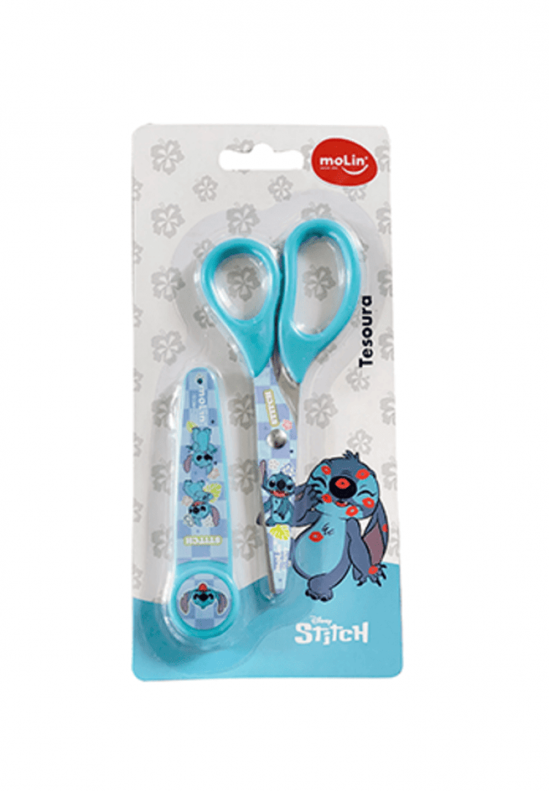 TESOURA ESCOLAR 13,5CM STITCH COMPROTETOR MOL - REF. 31385 - 1 UNIDADE
