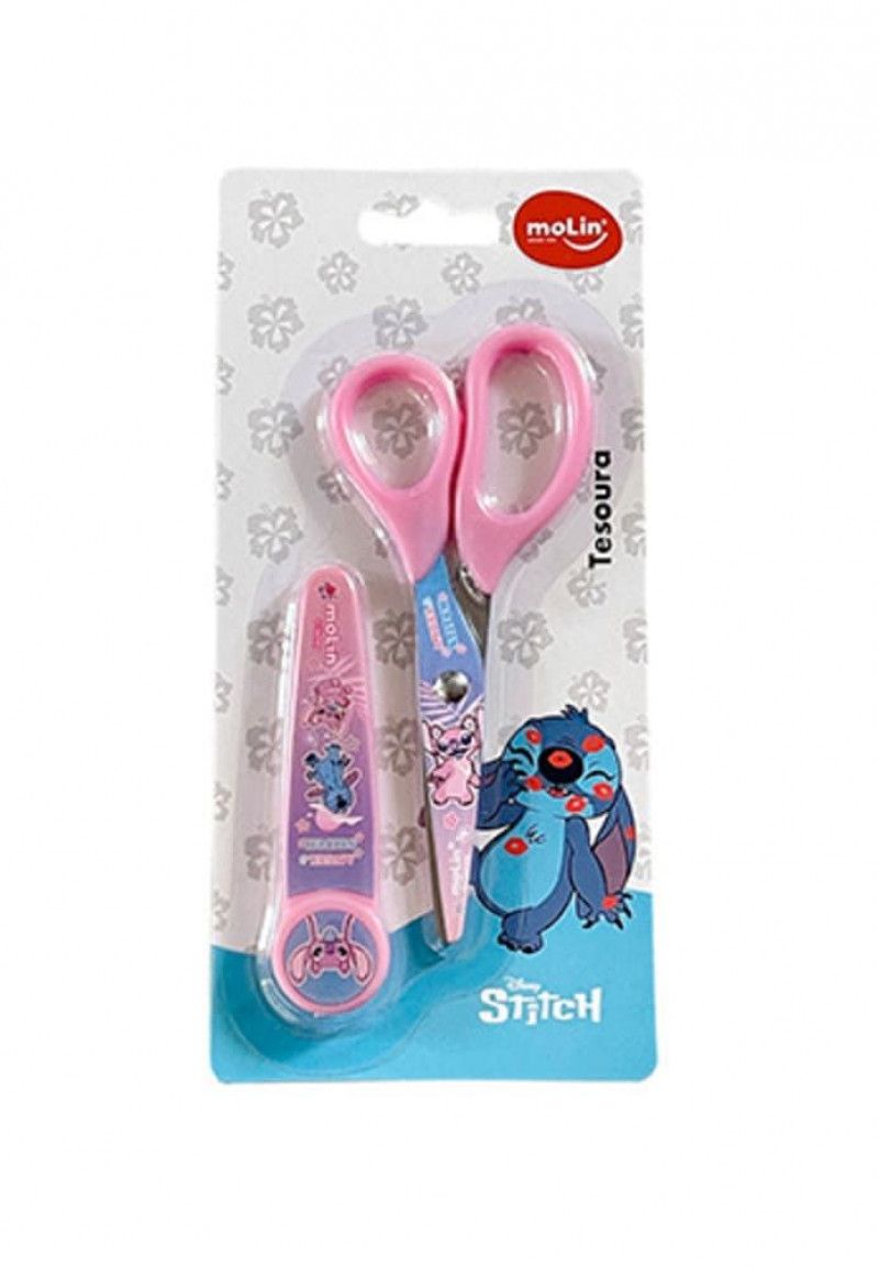 TESOURA ESCOLAR 13,5CM STITCH COMPROTETOR MOL - REF. 31385 - 1 UNIDADE