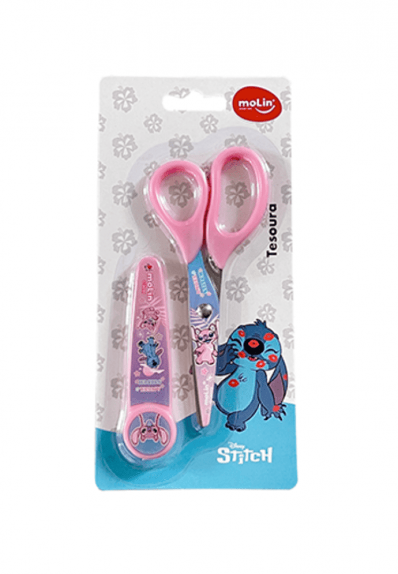 TESOURA ESCOLAR 13,5CM STITCH COMPROTETOR MOL - REF. 31385 - 1 UNIDADE