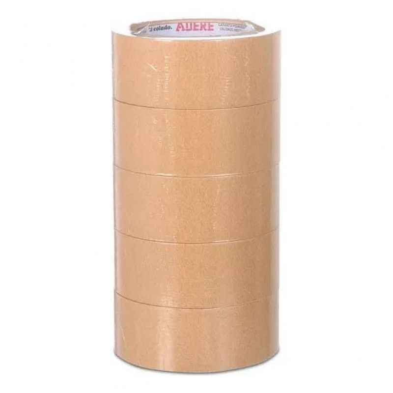 FITA EMPACOTAMENTO KRAFT MARROM 45MM X 50 METROS ADERE - REF. 12048000066 - PACOTE COM 5 UNIDADES