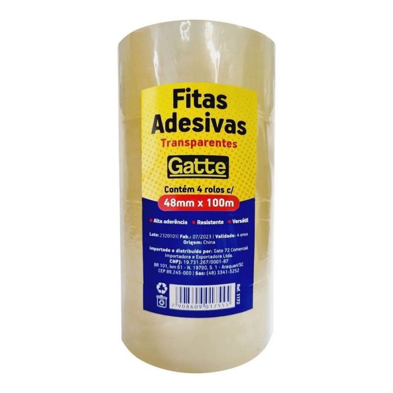 FITA EMPACOTAMENTO 48MMX100M 40 MICRAS TRANSPARENTE - REF. 1172 - PACOTE COM 4 UNIDADES