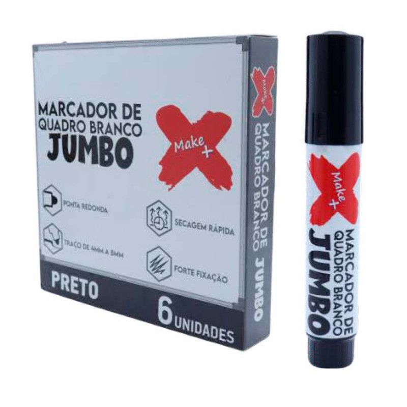 PINCEL Q.BRANCO JUMBO PRETO MAKE+ - REF. 13765 - 6 UNIDADES