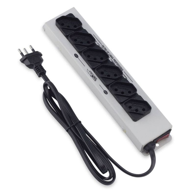 FILTRO DE LINHA 6 TOMADAS 1,2 METROS METAL BIVOLT FORCE LINE - REF. 562 - 1 UNIDADE