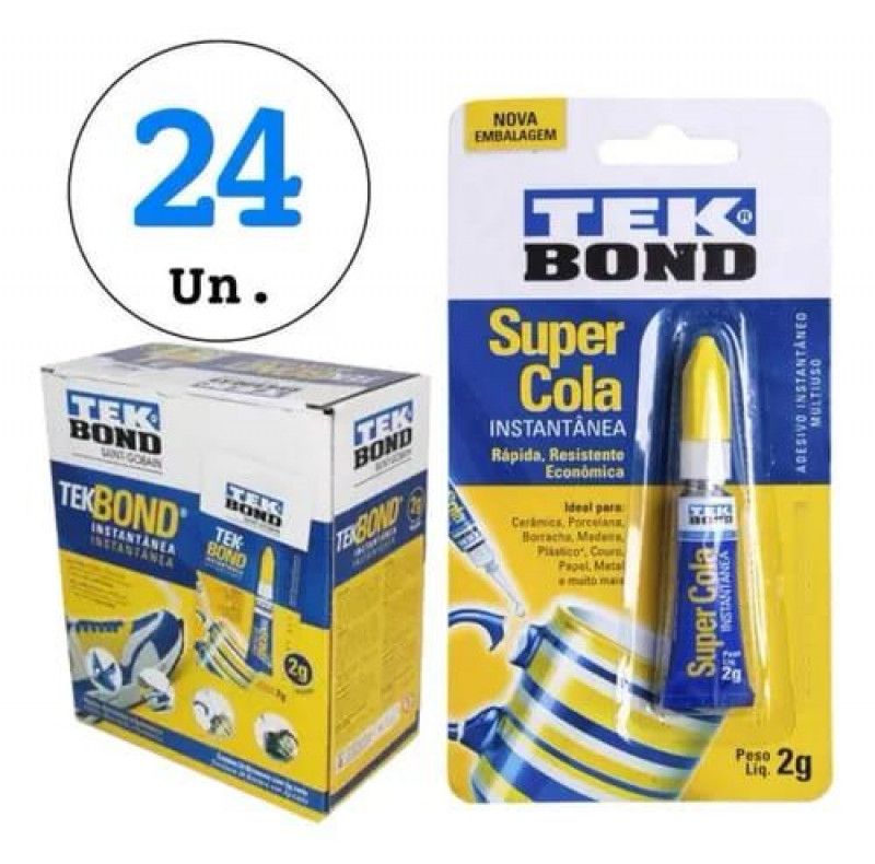 COLA INSTANTANEA 2G BLISTER TEKBOND - REF. 69957326457 - PACOTE COM 24 UNIDADES