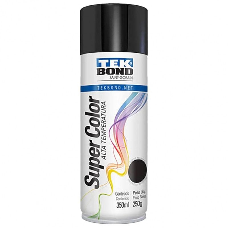 TINTA SPRAY ALTA TEMPERATURA PRETO BRILHANTE 350ML TEK BOND - REF. 69957327150 - 1 UNIDADE