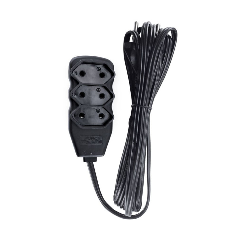 EXTENSAO 3 TOMADAS 1 METRO BIPOLAR PRETO FORCE LINE- REF. 0180200236 - 1 UNIDADE