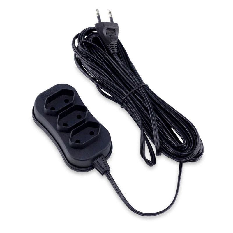 EXTENSAO 3 TOMADAS 10 METROS BIPOLAR BIVOLT PRETO FORCE LINE - REF. 4945 - 1 UNIDADE