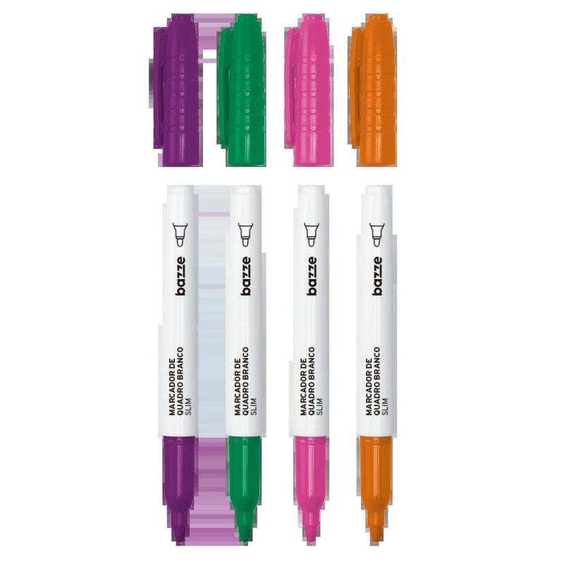 PINCEL QUADRO BRANCO SLIM VERDE/ROXO/ROSA/LARANJA COM 4 BAZZE - REF. 614250 - 1 UNIDADE