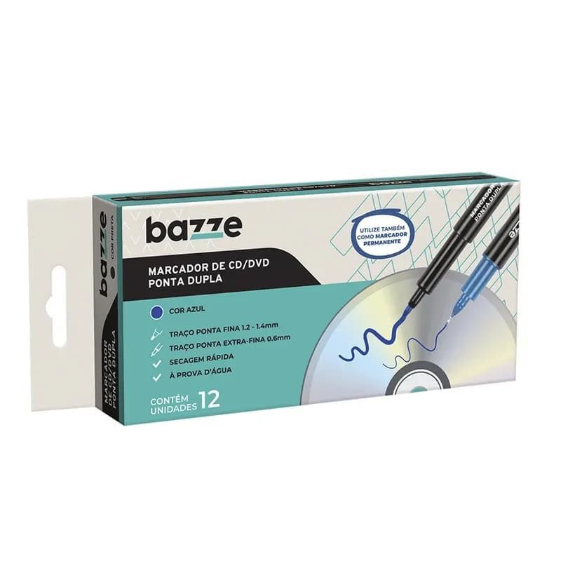 PINCEL PERMANENTE CD DVD 0.6/1.4 AZUL BAZZE - REF. 900197 - CAIXA COM 12 UNIDADES
