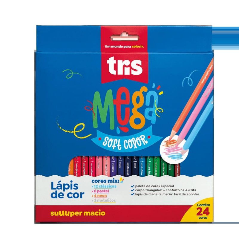 LAPIS 24 CORES MEGA SOFT COLOR MIX TRIS - REF. 907653 - PACOTE COM 6 UNIDADES