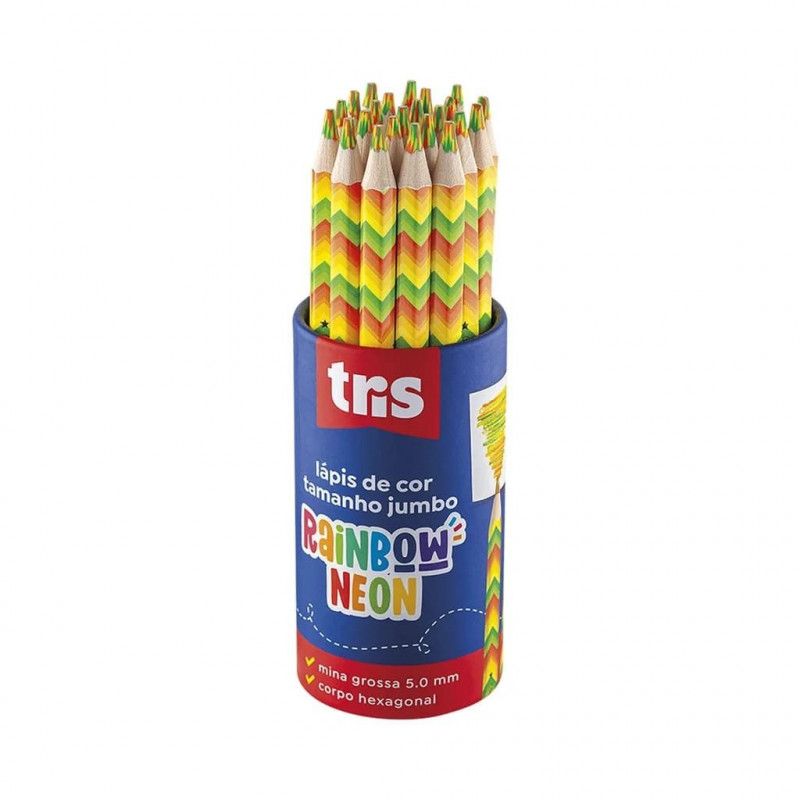 LAPIS COR GIGANTE JUMBO RAINBOW NEON TRIS - REF. 903365 - PACOTE COM 24 UNIDADES