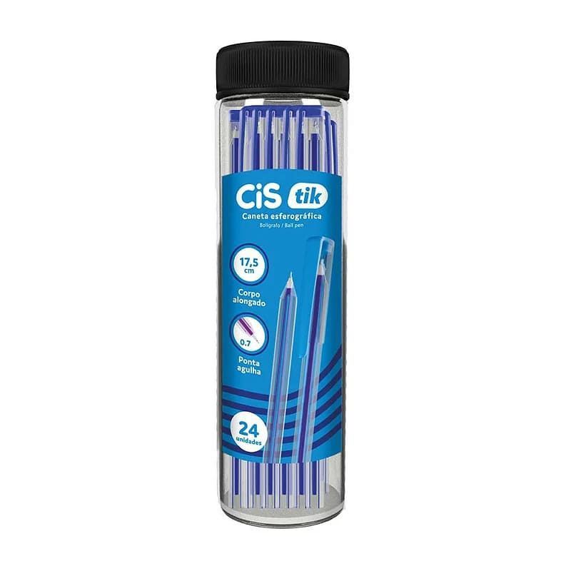 CANETA ESFEROGRAFICA 0.7 TIK AZUL CIS - REF. 5.7718 - PACOTE COM 24 UNIDADES