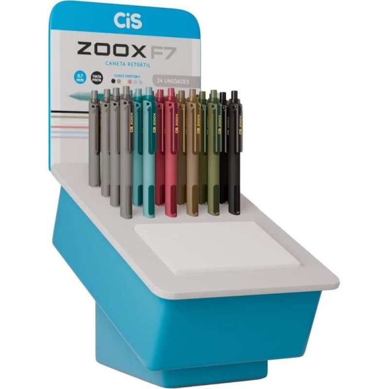 CANETA ESFEROGRAFICA 0. RETRATIL ZOOX F7 CIS - REF. 5.7837 - CAIXA COM 24 UNIDADES SORTIDAS