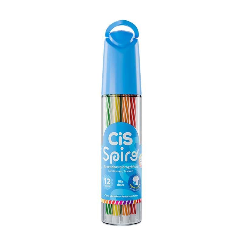CANETA HIDROCOR 12 CORES SPIRO LAVAVEL CIS - REF. 5.8215 - CAIXA COM 6 UNIDADES