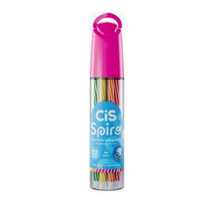 CANETA HIDROCOR 12 CORES SPIRO LAVAVEL CIS - REF. 5.8215 - CAIXA COM 6 UNIDADES