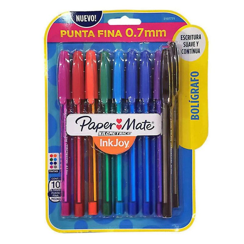 CANETA ESFEROGRAFICA 0.7 KILOMETRICO 100 COLORZ COM 10 CORES PAPER MATE - REF. 2107772 - 1 UNIDADE