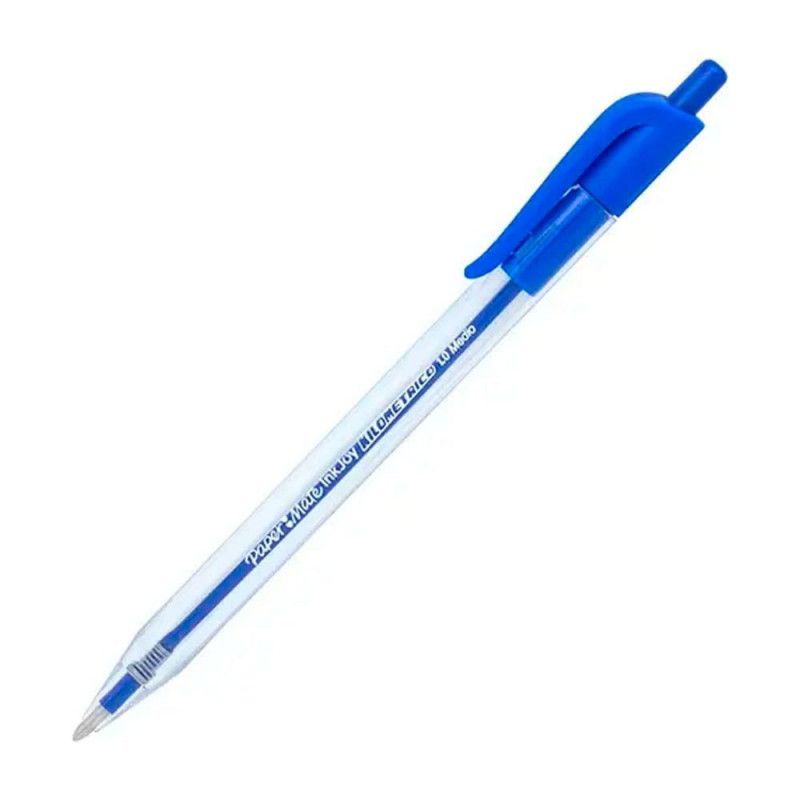 CANETA ESFEROGRAFICA 1.0 RETRATIL KILOMETRICO 100 RT AZUL PAPER MATE - REF. LA3567 - CAIXA COM 12 UNIDADES