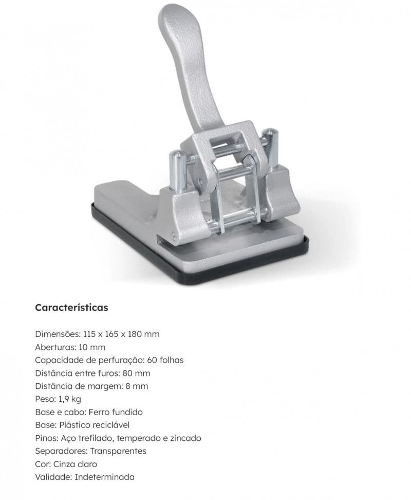 PERFURADOR 2 FUROS 60FL METAL CAVIA - CA101 UN COM 1 UN
