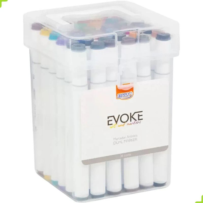 PINCEL MARCADOR ARTISTICO DUAL MARK. COM 36 CORES BRW - REF. DM3600 - 1 UNIDADE