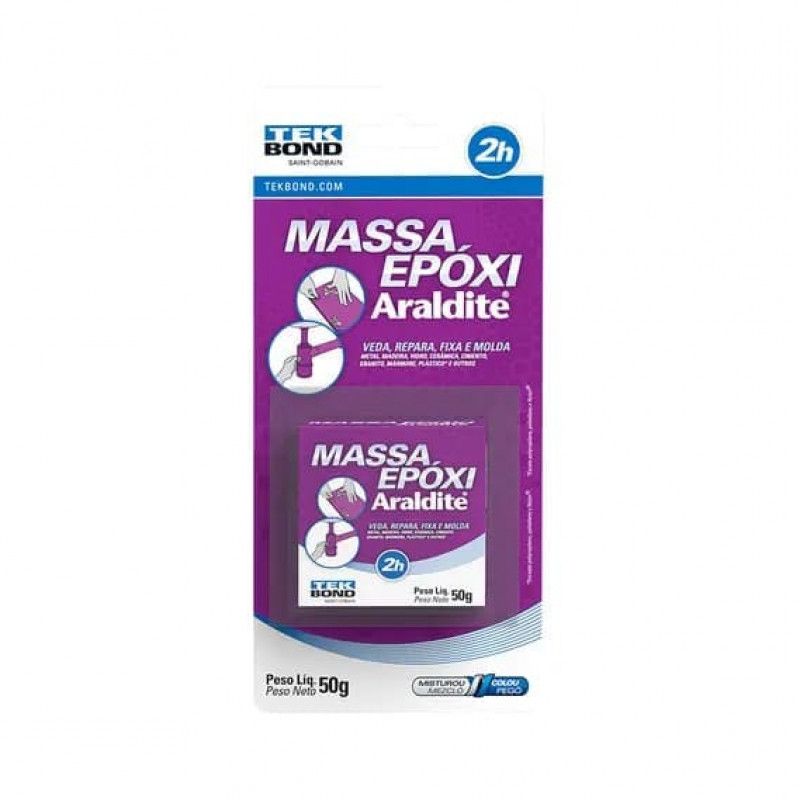 COLA EPOXI ARALDITE MASSA BLISTER 50G TEKBOND - REF. 78072707234 - 1 UNIDADE