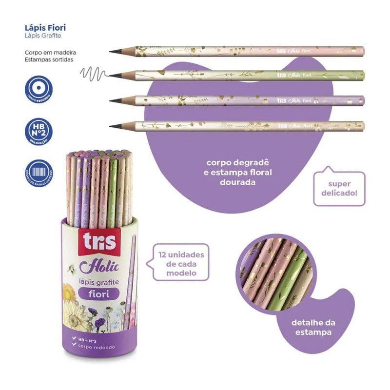 LAPIS GRAF TRIS HOLIC FIORI PT 48UN - 911339 PT COM 48 UN