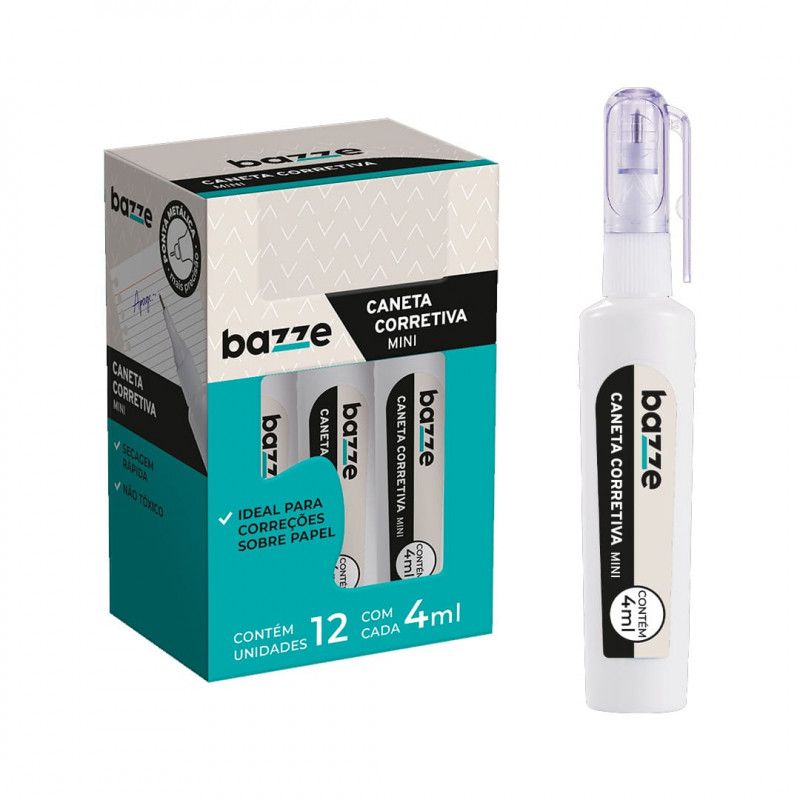 MINI CANETA CORRETIVA BAZZE 4ML CX DP 12 - 913272 CX COM 12 UN