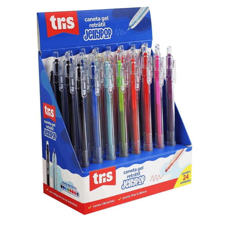 CANETA GEL TRIS JELLY POP 0.38 DP 24UN - 909190 CX COM 24 UN