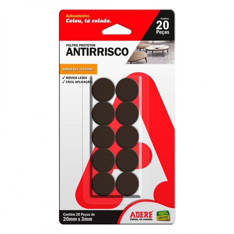 PROTETOR 20MMX3MM ANTIRRISCO FELTRO COM 20 PECAS - REF. 75480009143 - 1 UNIDADE