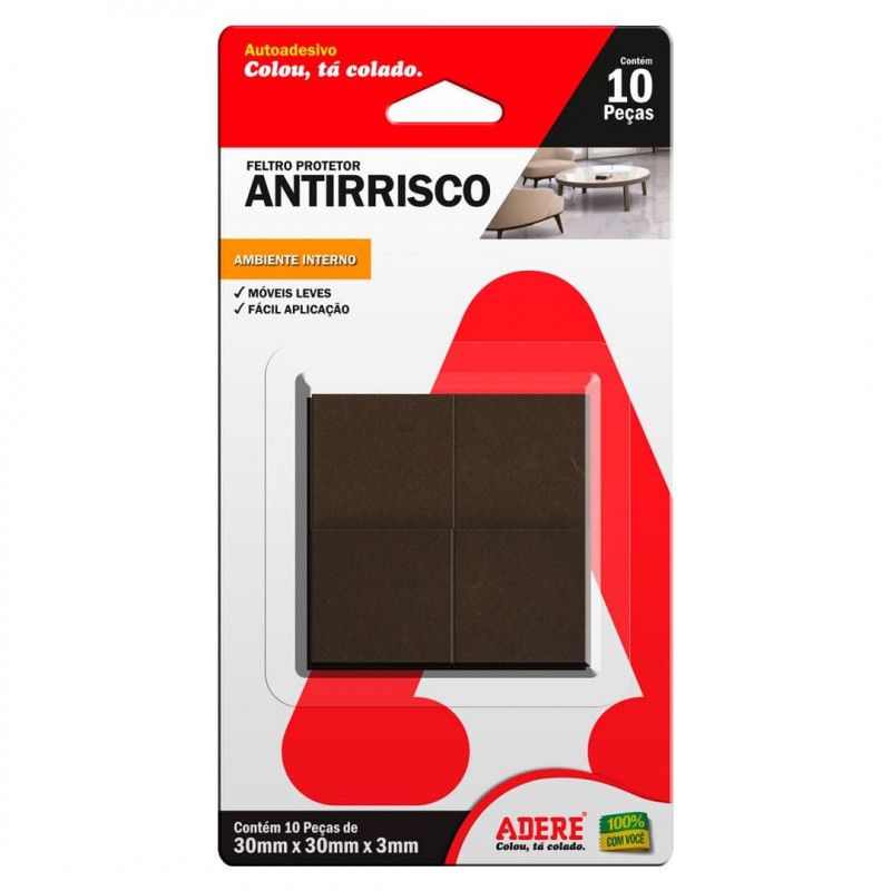 PROTETOR 30MMX30MM ANTIRRISCO FELTRO COM 10 PECAS - REF. 75481009159 - 1 UNIDADE