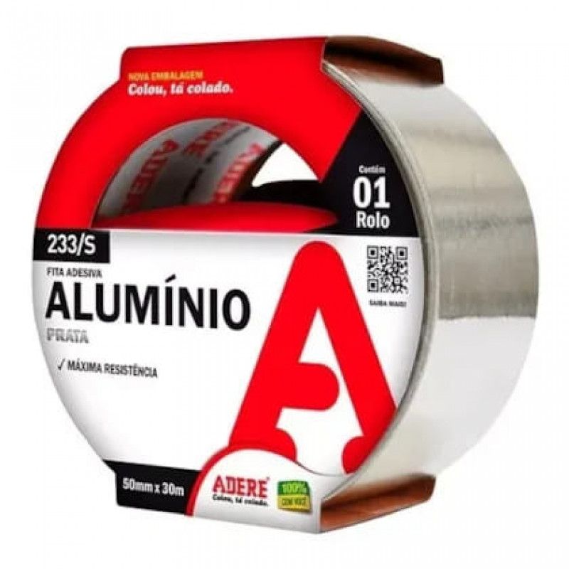 FITA ADESIVA 50MM X 30 METROS ALUMINIO PRATA ADERE - REF. 29061101183 - 1 UNIDADE