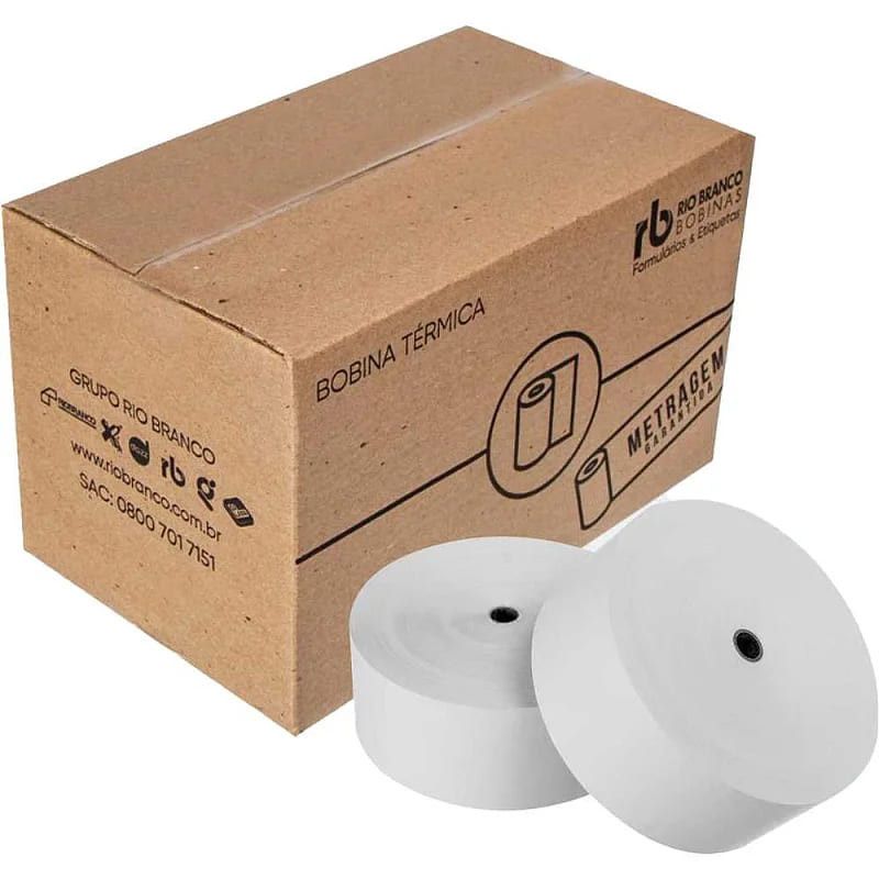BOBINA 57MMX300M TERMICA BRANCA OJI COM TUBETE RIO BRANCO - REF. 45000112 - CAIXA COM 6 UNIDADES