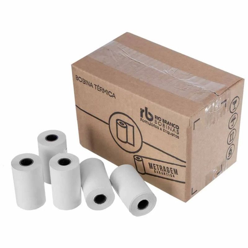 BOBINA 80MMX30M TERMICA BRANCA OJI COM TUBETE RIO BRANCO - REF. 45000092 - CAIXA COM 30 UNIDADES