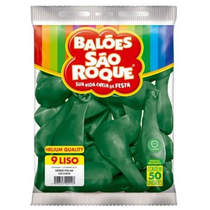 BALAO LISO N. 9 REDONDO VERDE FOLHA COM 50 SAO ROQUE - REF. 108144850 - 1 UNIDADE