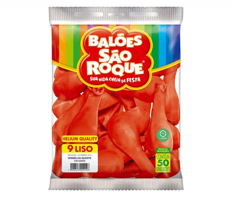 BALAO LISO N. 9 REDONDO VERMELHO QUENTE COM 50 SAO ROQUE - REF. 108145650 - 1 UNIDADE
