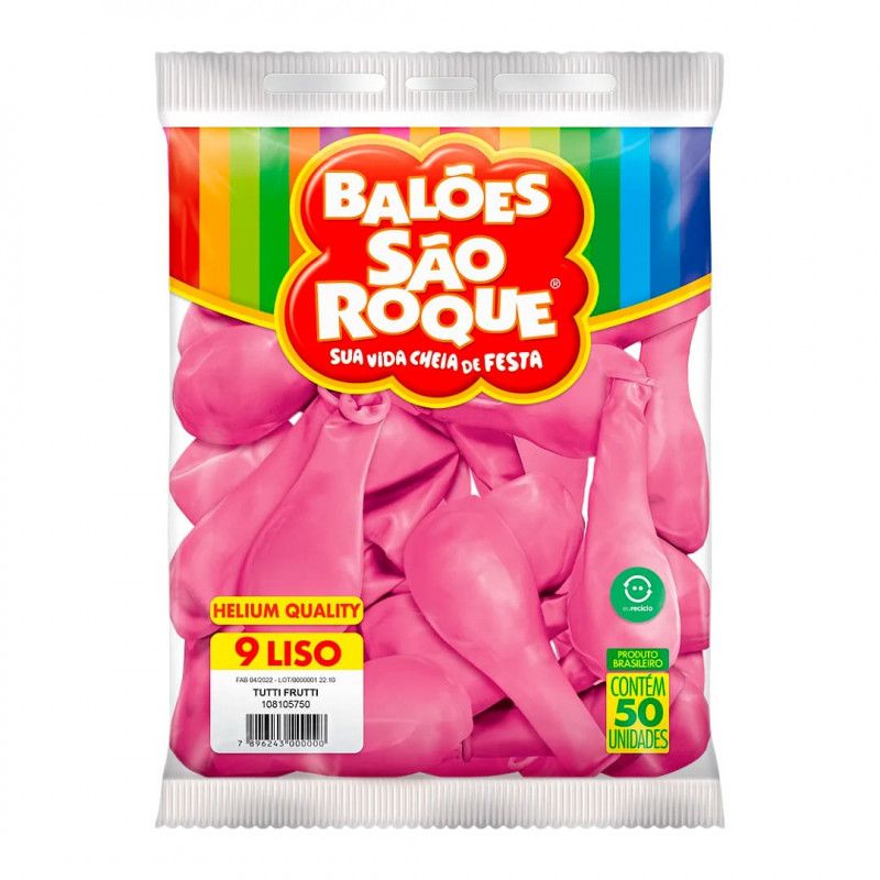 BALAO LISO N. 9 REDONDO ROSA TUTTI FRUTTI COM 50 SÃO ROQUE - REF. 108145750 - 1 UNIDADE