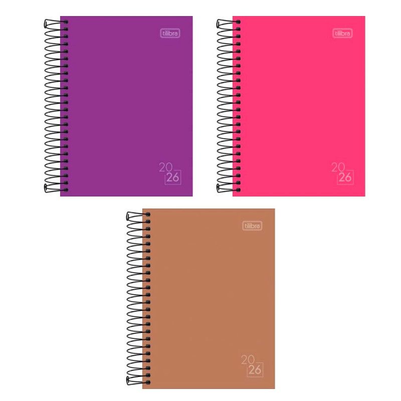 AGENDA ESPIRAL SPICE CORES M5 TILIBRA 2026 - REF. 393746 - PACOTE COM 4 UNIDADES 