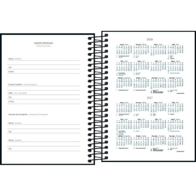 AGENDA ESPIRAL SPICE PRETO M3 TILIBRA 2026 - REF. 391026 - PACOTE COM 4 UNIDADES 
