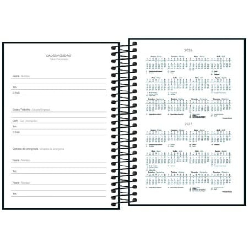AGENDA ESPIRAL SPICE PRETO M5 TILIBRA 2026 - REF. 391077 - PACOTE COM 4 UNIDADES 