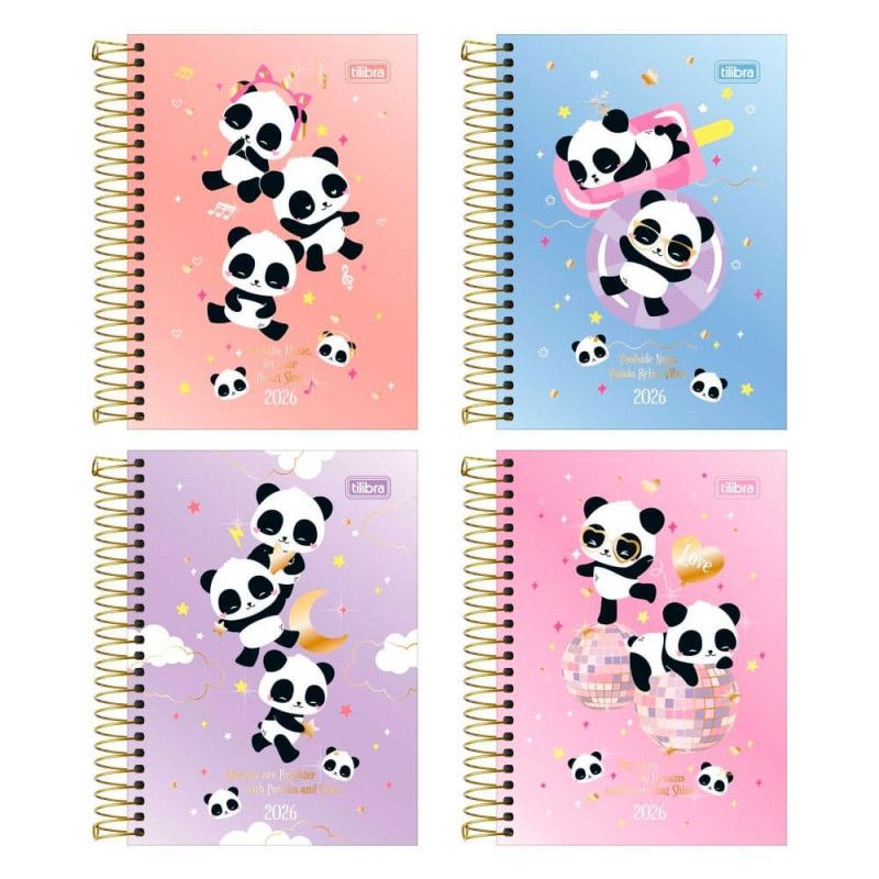AGENDA ESPIRAL LOVELY FRIEND M3 TILIBRA 2026 - REF. 393819 - PACOTE COM 4 UNIDADES 