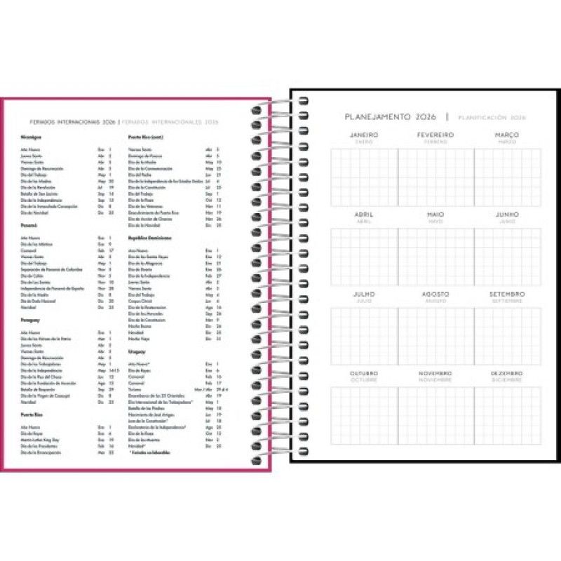AGENDA ESPIRAL NEON M4 TILIBRA 2026 - REF. 393932 - PACOTE COM 5 UNIDADES 