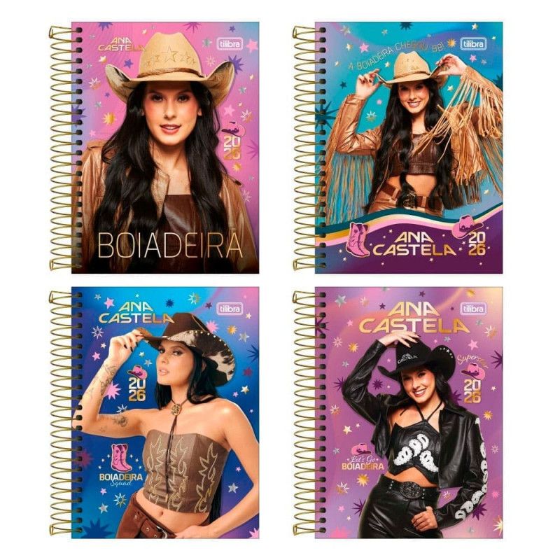 AGENDA ESPIRAL ANA CASTELA M4 TILIBRA 2026 - REF. 393860 - PACOTE COM 4 UNIDADES 