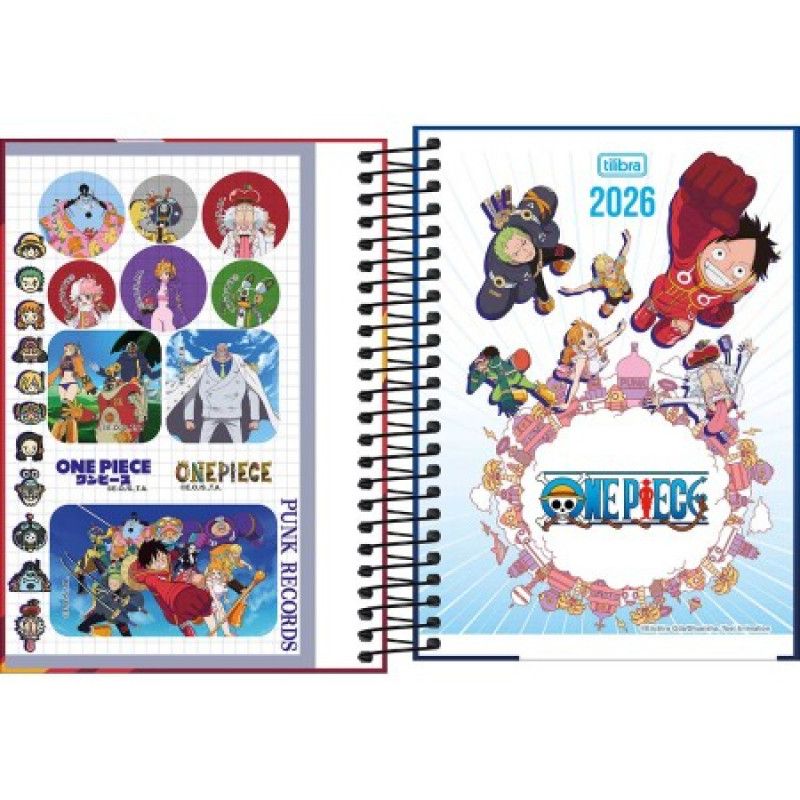 AGENDA ESPIRAL ONE PIECE M4 TILIBRA 2026 - REF. 393878 - PACOTE COM 4 UNIDADES 