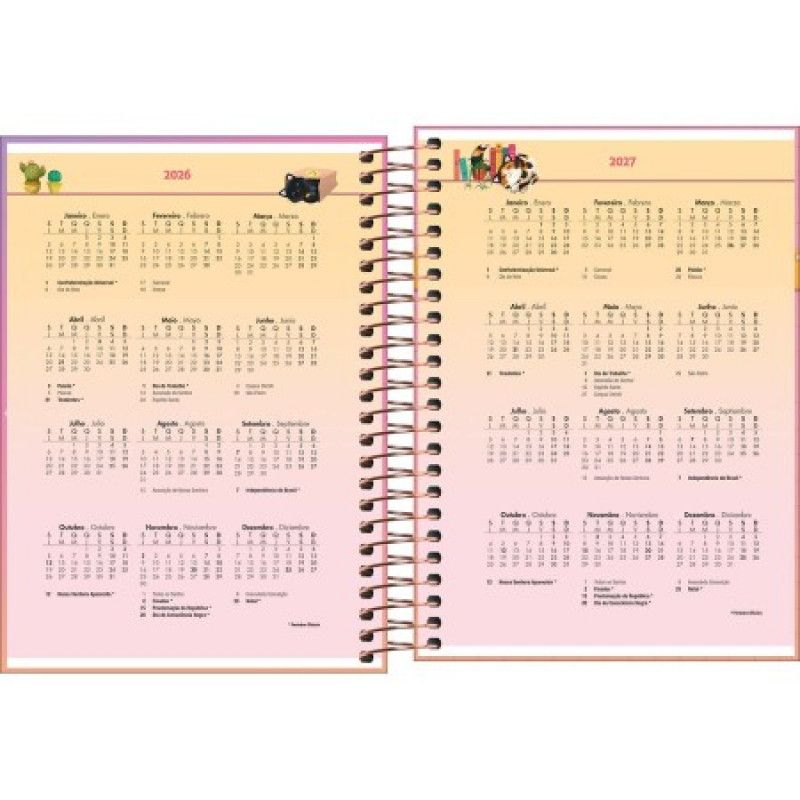 AGENDA ESPIRAL PURRFECT CATS M3 TILIBRA 2026 - REF. 393835 - PACOTE COM 4 UNIDADES 
